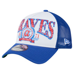 Atlanta Braves Trucker A-Frame 9FORTY Adjustable Hat White/Royal | New Era