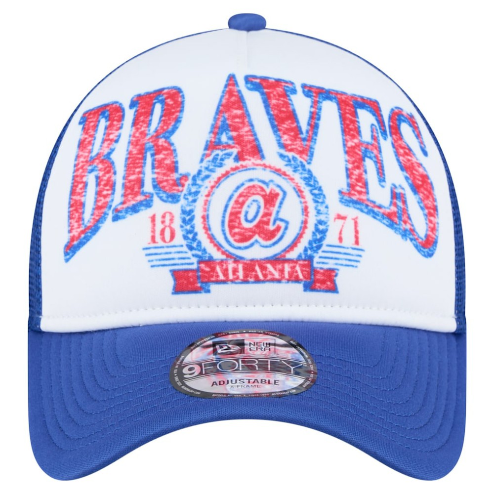 Atlanta Braves Trucker A-Frame 9FORTY Adjustable Hat White/Royal | New Era