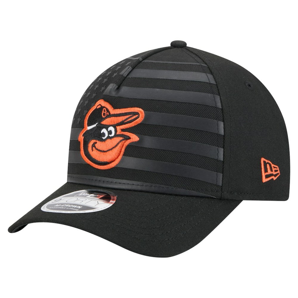 Baltimore Orioles American Flag 9FORTY M-Crown A-Frame Adjustable Hat Black | New Era