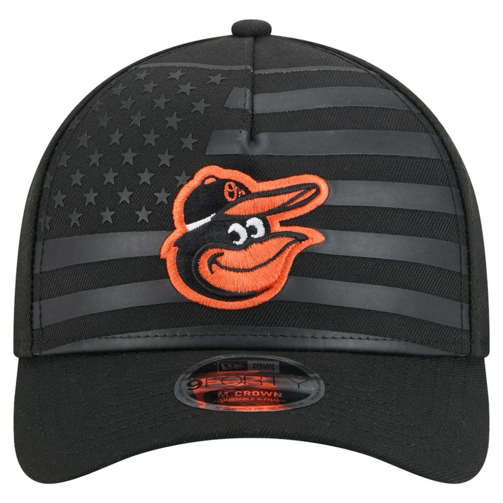 Baltimore Orioles American Flag 9FORTY M-Crown A-Frame Adjustable Hat Black | New Era