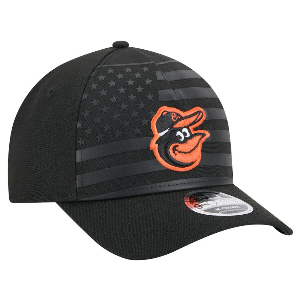 Baltimore Orioles American Flag 9FORTY M-Crown A-Frame Adjustable Hat Black | New Era