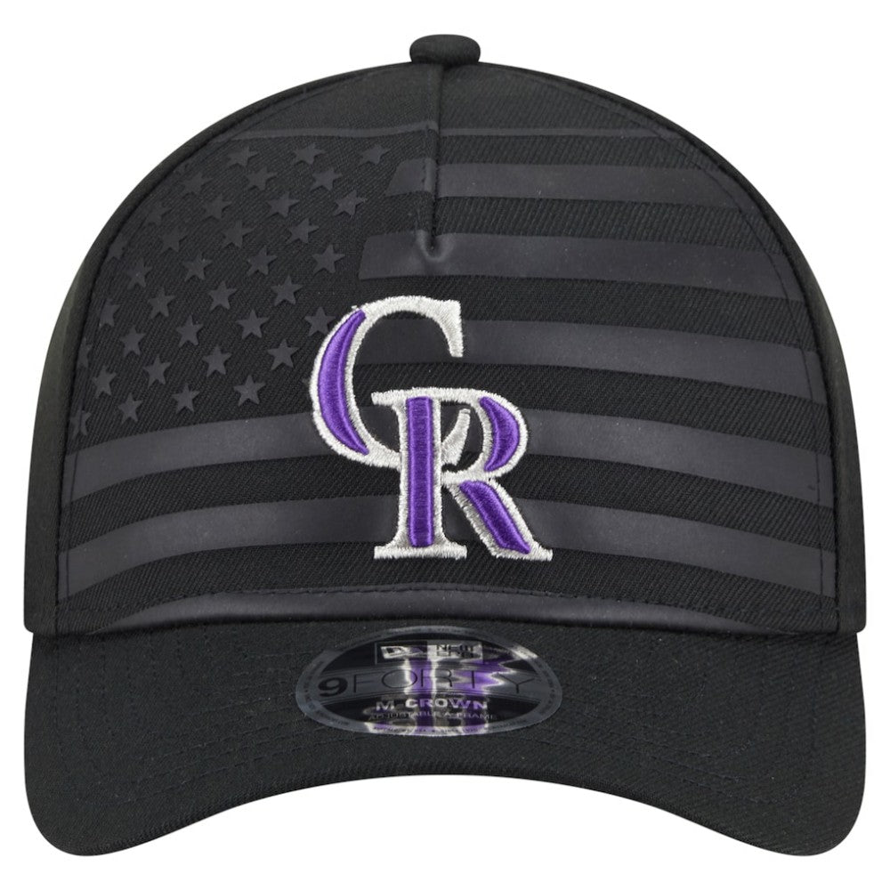 Colorado Rockies American Flag 9FORTY M-Crown A-Frame Adjustable Hat Black | New Era