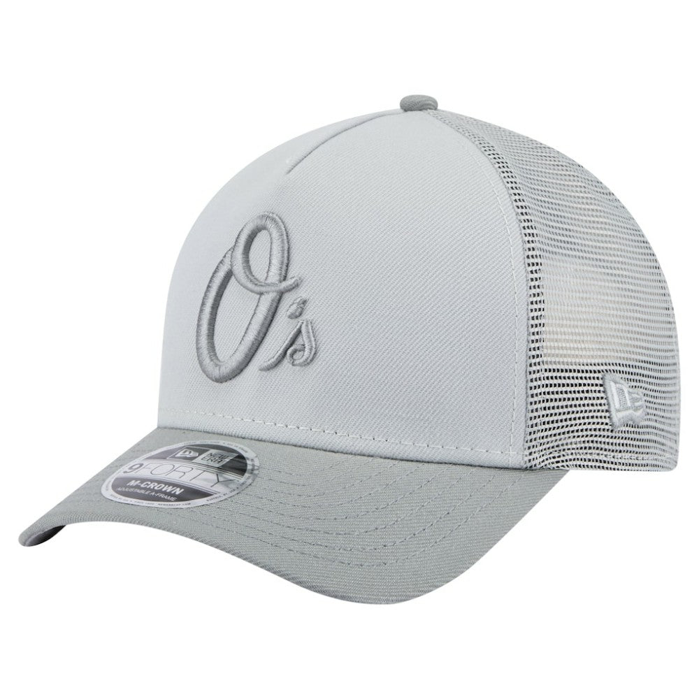 Baltimore Orioles Color Pack A-Frame 9FORTY Trucker Adjustable Hat Gray | New Era