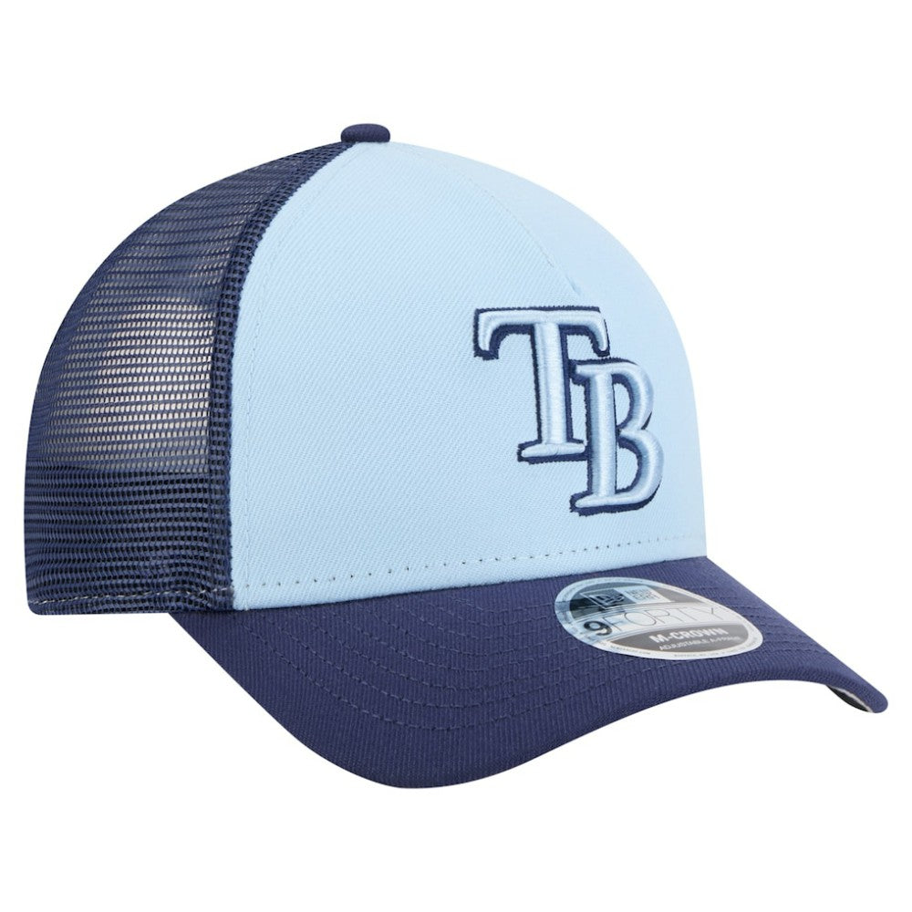 Tampa Bay Rays 2-Tone Color Pack 9FORTY M-Crown A-Frame Adjustable Hat Light Blue/Navy | New Era