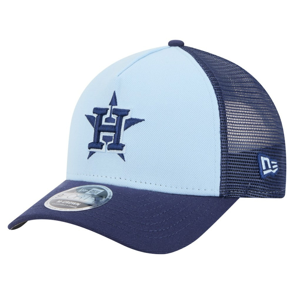 Houston Astros 2-Tone Color Pack 9FORTY M-Crown A-Frame Adjustable Hat Light Blue/Navy | New Era