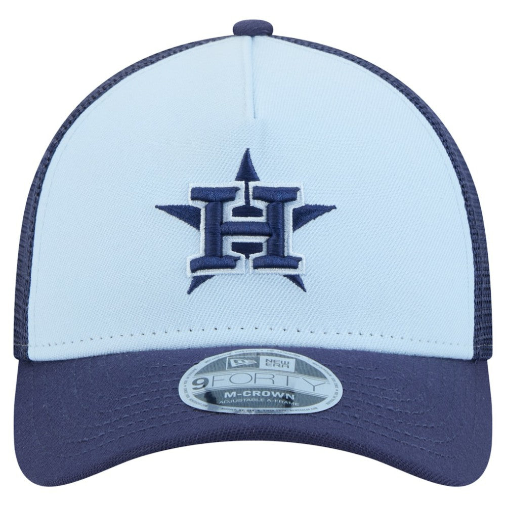Houston Astros 2-Tone Color Pack 9FORTY M-Crown A-Frame Adjustable Hat Light Blue/Navy | New Era