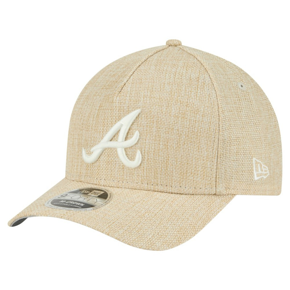 Atlanta Braves Cotton Weave M-Crown A-Frame 9FORTY Adjustable Hat Beige | New Era