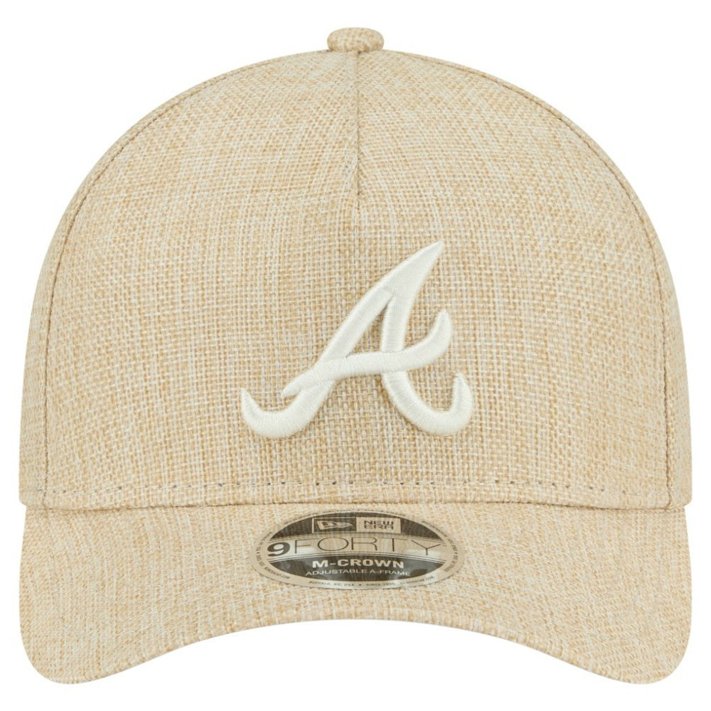 Atlanta Braves Cotton Weave M-Crown A-Frame 9FORTY Adjustable Hat Beige | New Era