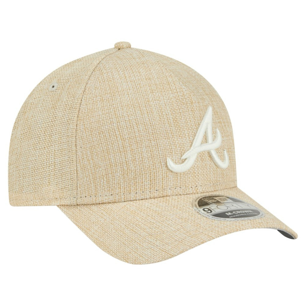 Atlanta Braves Cotton Weave M-Crown A-Frame 9FORTY Adjustable Hat Beige | New Era