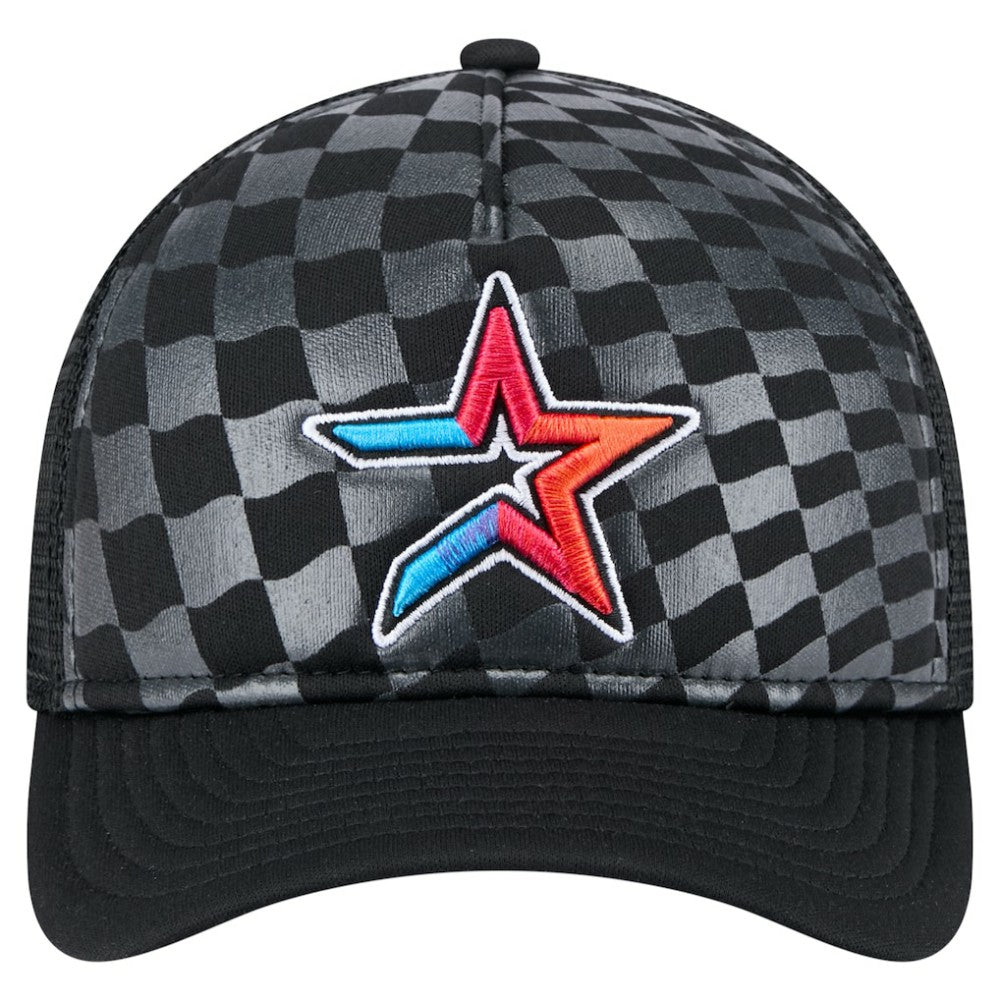 Houston Astros Gradient 9FORTY A-Frame M-Crown Trucker Adjustable Hat Black | New Era