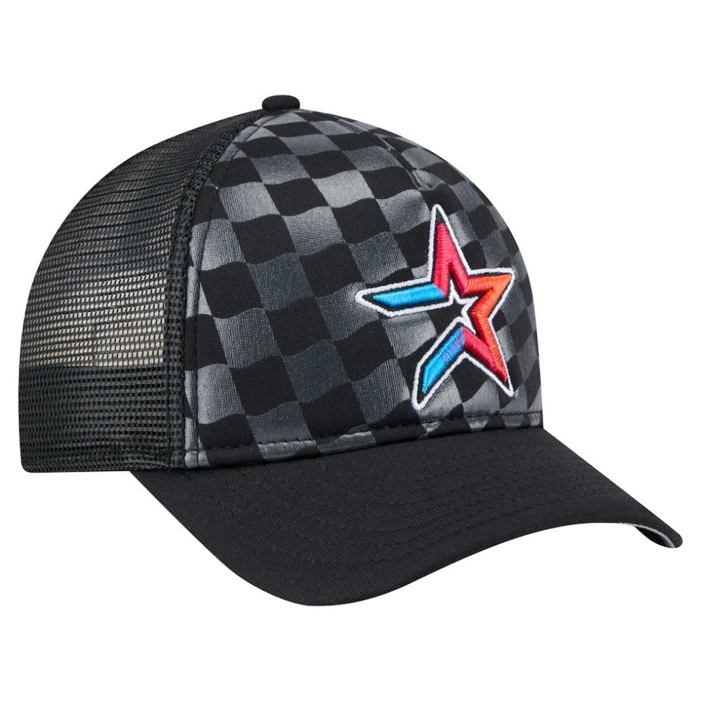 Houston Astros Gradient 9FORTY A-Frame M-Crown Trucker Adjustable Hat Black | New Era