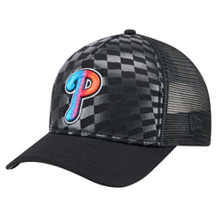 Philadelphia Phillies Gradient 9FORTY A-Frame M-Crown Trucker Adjustable Hat Black | New Era