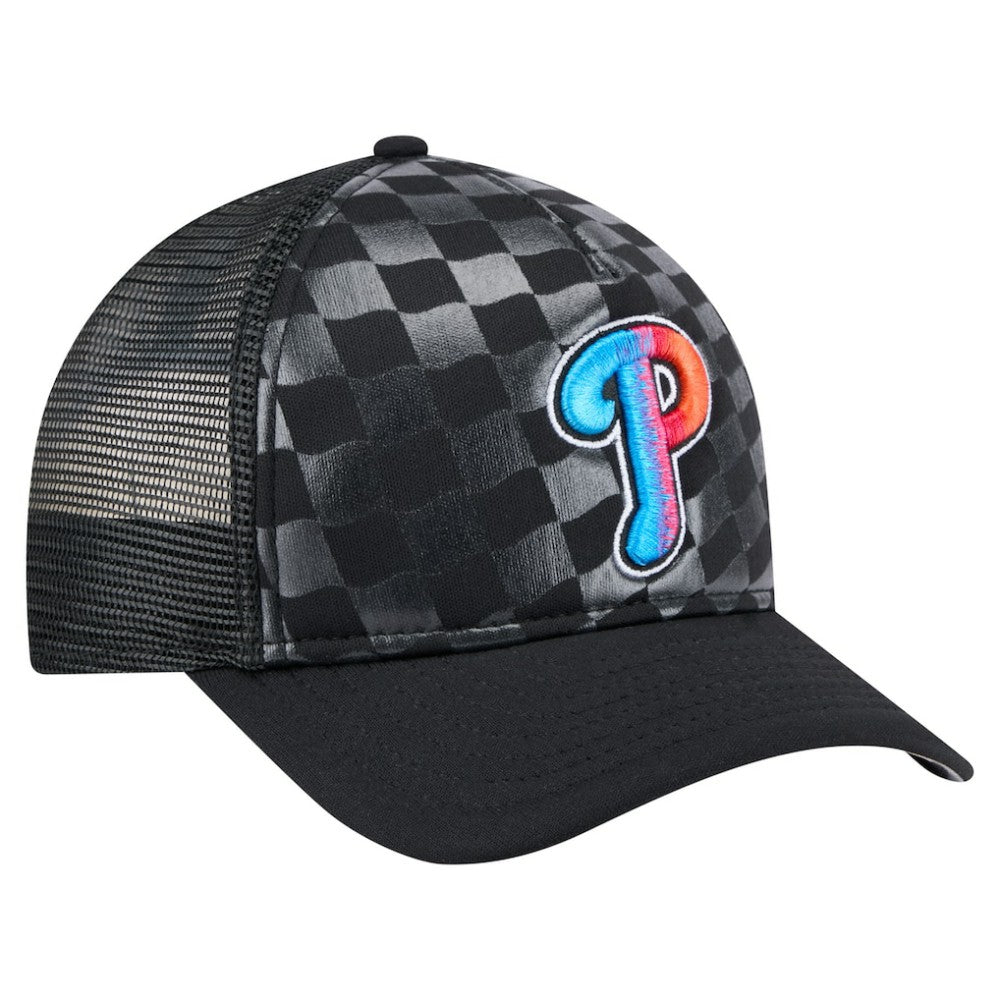 Philadelphia Phillies Gradient 9FORTY A-Frame M-Crown Trucker Adjustable Hat Black | New Era