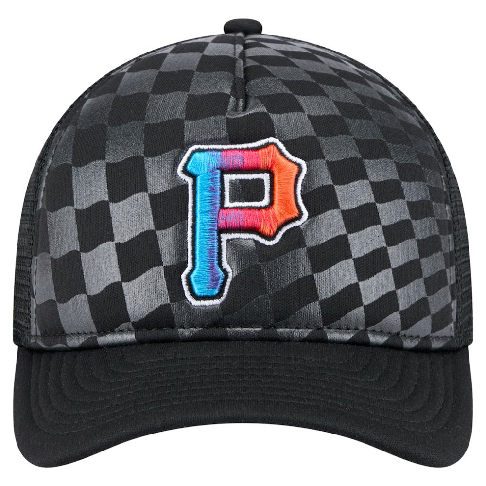 Pittsburgh Pirates Gradient 9FORTY A-Frame M-Crown Trucker Adjustable Hat Black | New Era