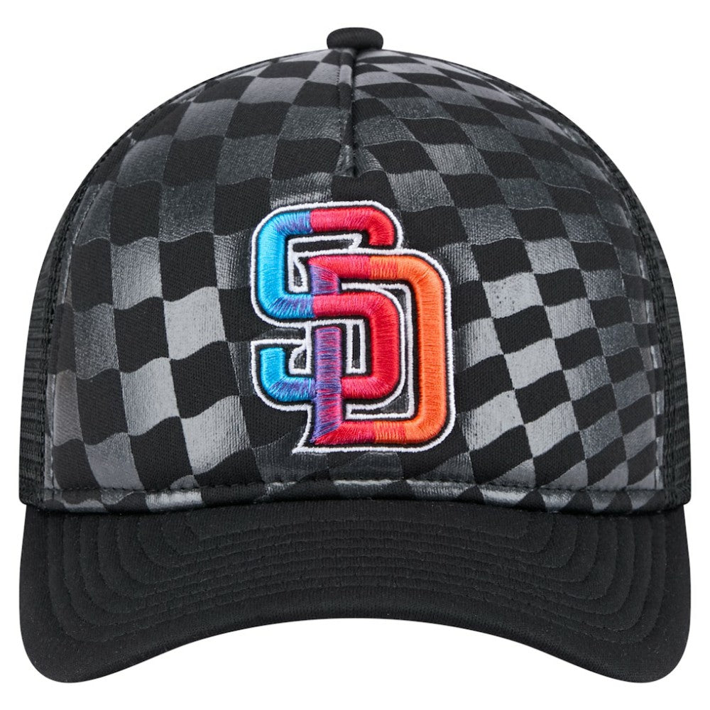 San Diego Padres Gradient 9FORTY A-Frame M-Crown Trucker Adjustable Hat Black | New Era