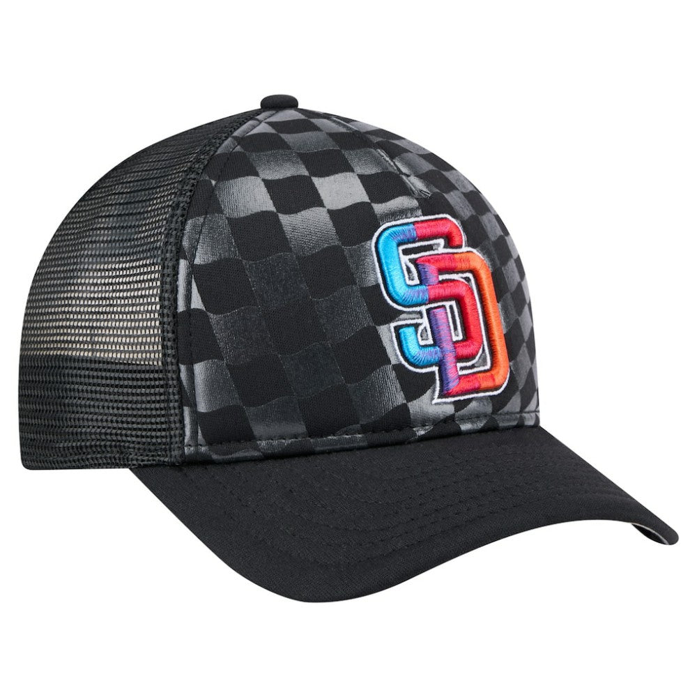 San Diego Padres Gradient 9FORTY A-Frame M-Crown Trucker Adjustable Hat Black | New Era