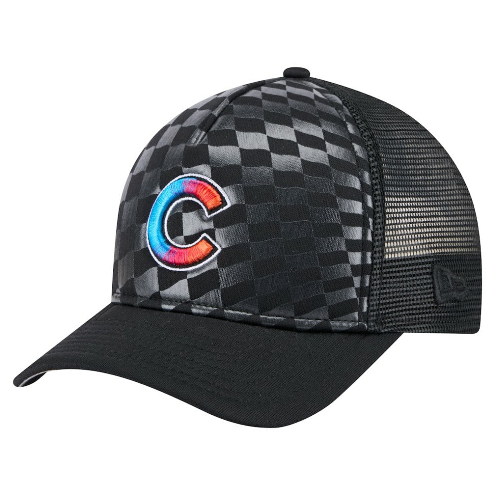Chicago Cubs Gradient 9FORTY A-Frame M-Crown Trucker Adjustable Hat Black | New Era