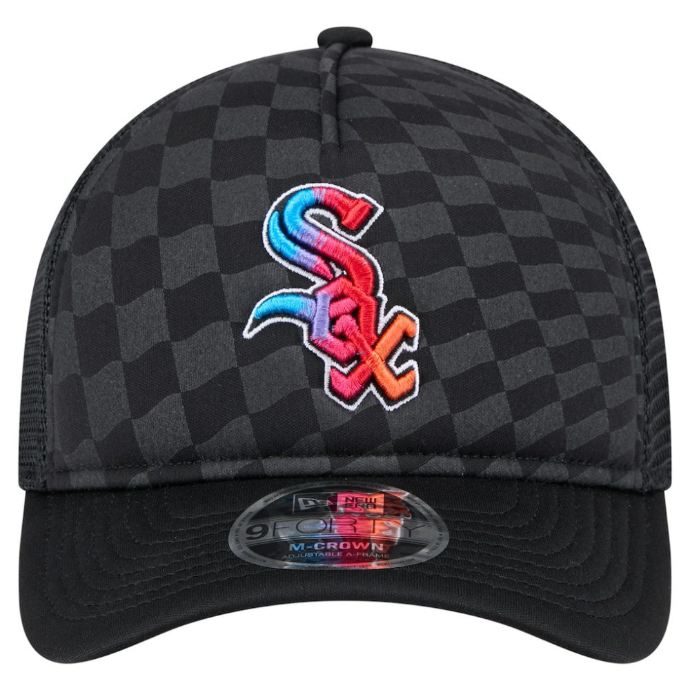 Chicago White Sox Gradient 9FORTY A-Frame M-Crown Trucker Adjustable Hat Black | New Era