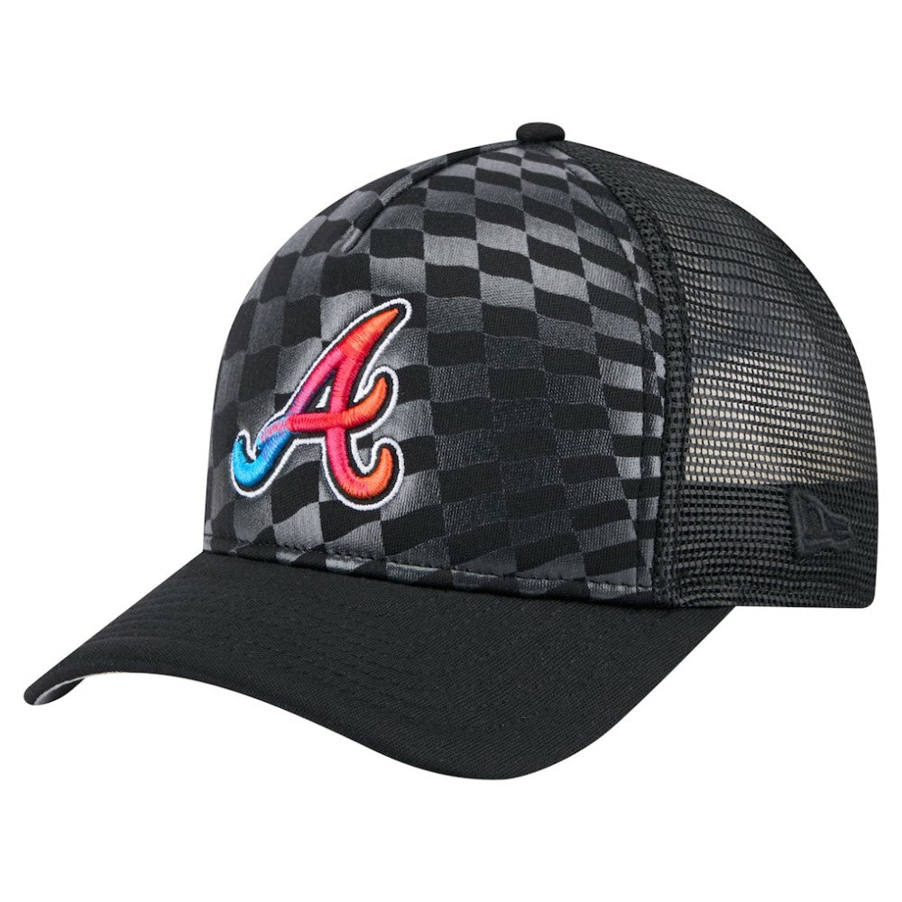 Atlanta Braves Gradient 9FORTY A-Frame M-Crown Trucker Adjustable Hat Black | New Era