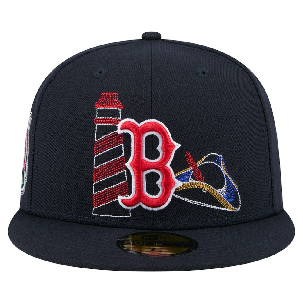 Boston Red Sox State Stitch 59FIFTY Fitted Hat Navy | New Era