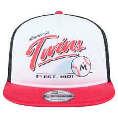 Minnesota Twins Retro Script Trucker 9FIFTY Snapback Hat White/Red | New Era