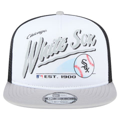 Chicago White Sox Retro Script Trucker 9FIFTY Snapback Hat White/Gray | New Era