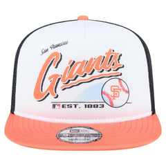San Francisco Giants Retro Script Trucker 9FIFTY Snapback Hat White/Orange | New Era