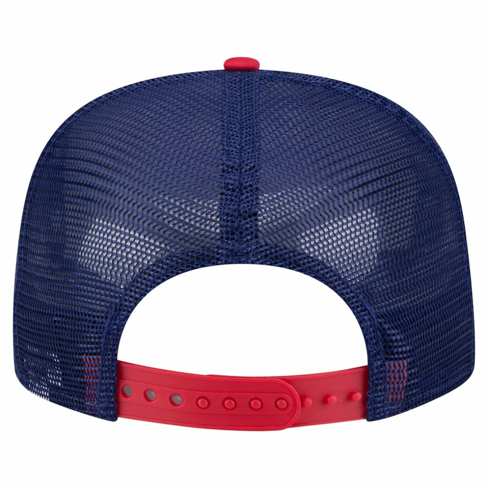 Texas Rangers Retro Script Trucker 9FIFTY Snapback Hat White/Red | New Era