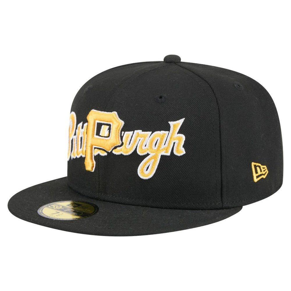 Pittsburgh Pirates Overlap 59FIFTY Fitted Hat Black | New Era