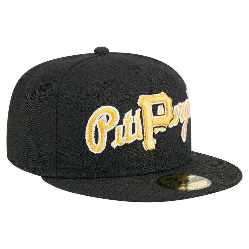 Pittsburgh Pirates Overlap 59FIFTY Fitted Hat Black | New Era
