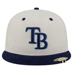 Tampa Bay Rays Two-Tone Corduroy 59FIFTY Fitted Hat Cream/Navy | New Era