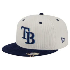 Tampa Bay Rays Two-Tone Corduroy 59FIFTY Fitted Hat Cream/Navy | New Era