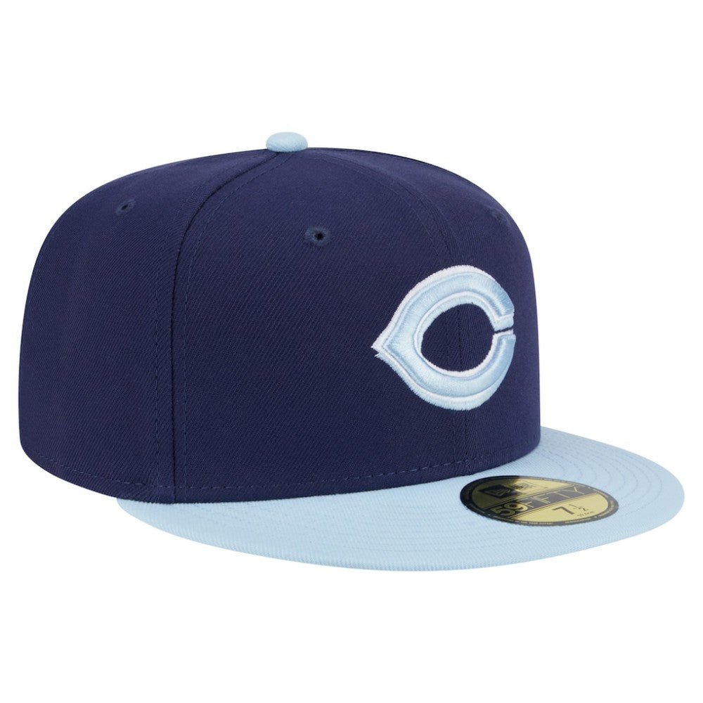 Cincinnati Reds Color Pack 2-Tone 59FIFTY Fitted Hat Navy/Light Blue | New Era