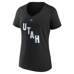 Clayton Keller Utah Mammoth Fanatics Women's Authentic Stack Name & Number V-Neck T-Shirt Black