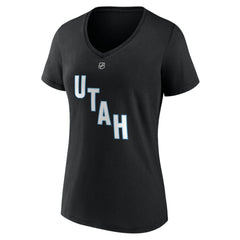 Nick Schmaltz Utah Mammoth Fanatics Women's Authentic Stack Name & Number V-Neck T-Shirt Black