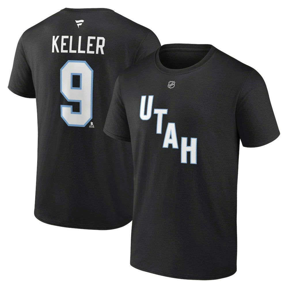 Clayton Keller Utah Mammoth Fanatics Authentic Stack Name & Number T-Shirt Black