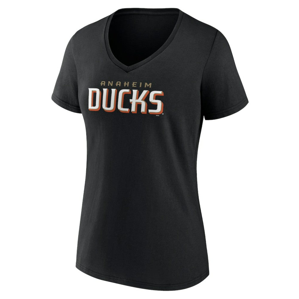 Anaheim Ducks Women's Wordmark V-Neck T-Shirt – Black