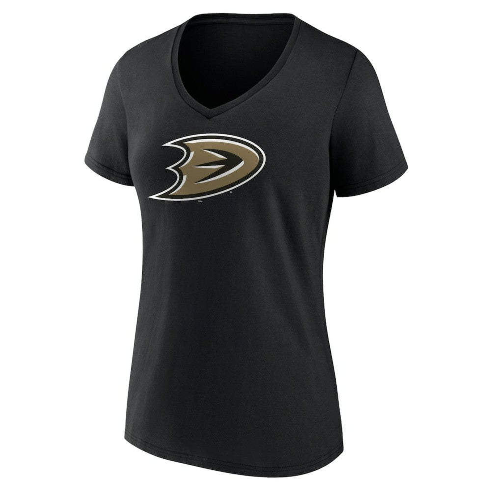 Anaheim Ducks Women's Secondary Logo V-Neck T-Shirt – Black