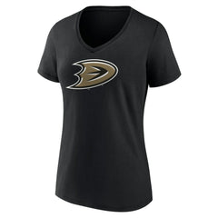 Anaheim Ducks Women's Secondary Logo V-Neck T-Shirt – Black