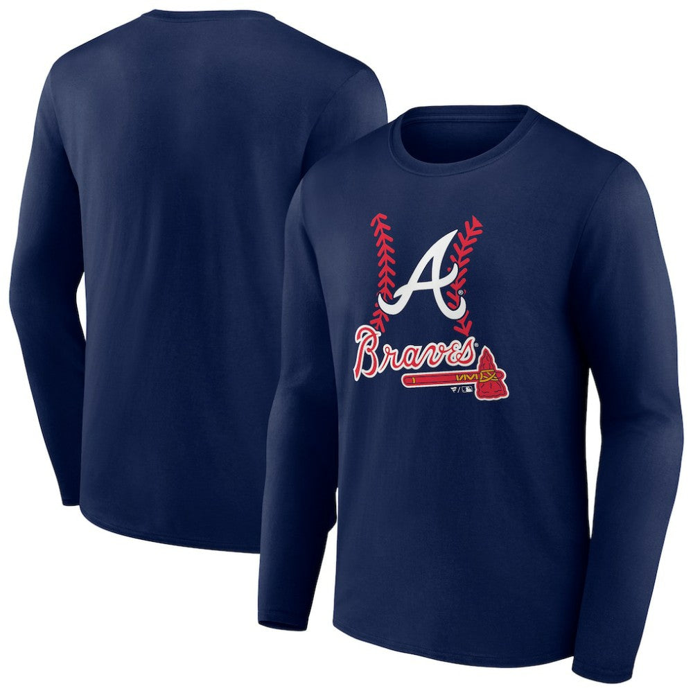 Atlanta Braves Fastball Long Sleeve T-Shirt Navy