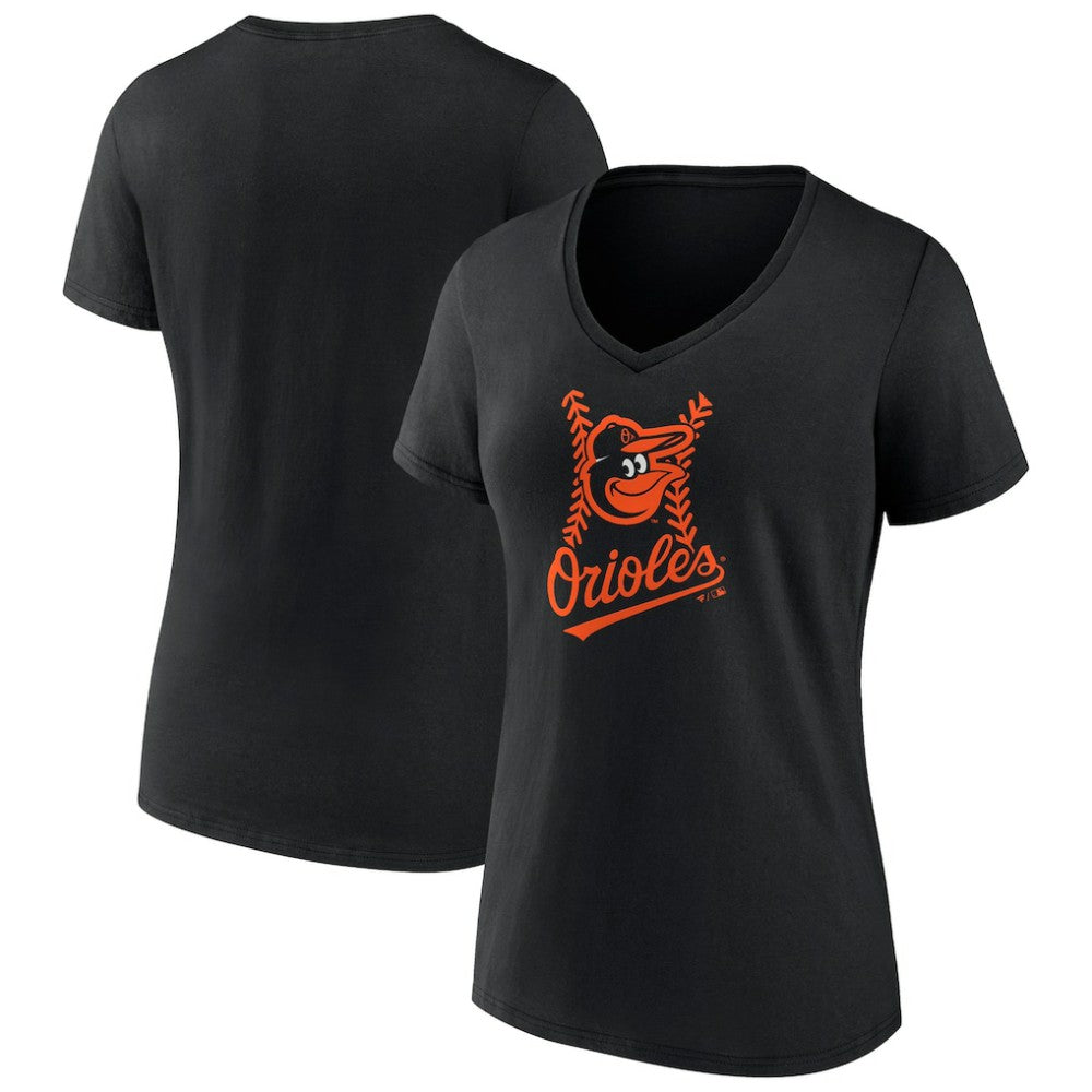 Baltimore Orioles Women's Fastball V-Neck T-Shirt Black