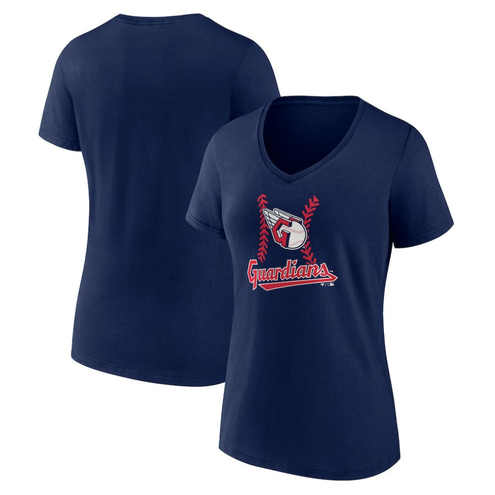 Cleveland Guardians Women's Fastball V-Neck T-Shirt Navy