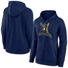 Milwaukee Brewers Women's Fastball Pullover Hoodie Navy