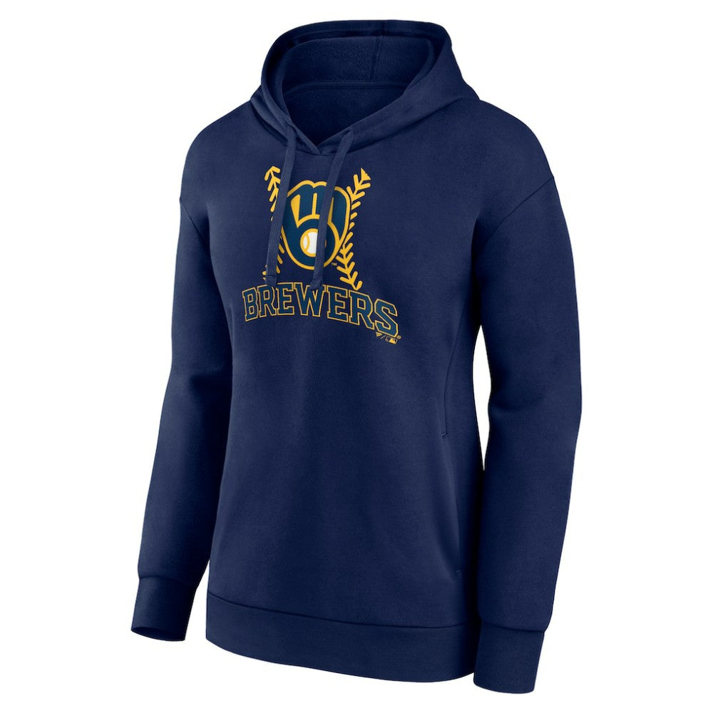 Milwaukee Brewers Women's Fastball Pullover Hoodie Navy