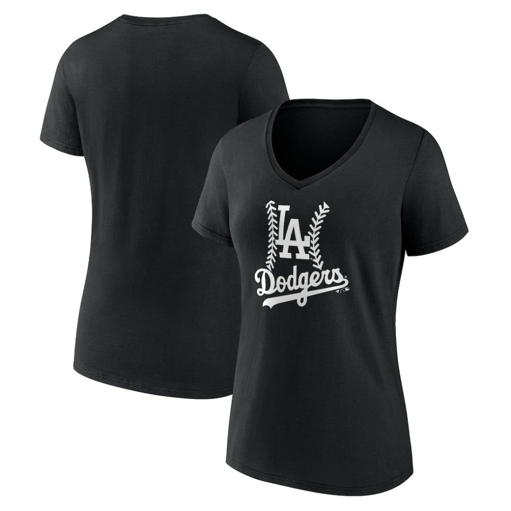Los Angeles Dodgers Women's Fastball V-Neck T-Shirt Black