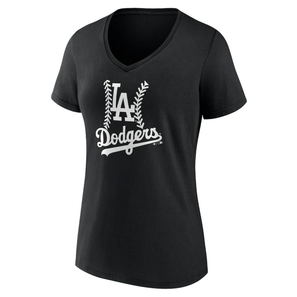 Los Angeles Dodgers Women's Fastball V-Neck T-Shirt Black