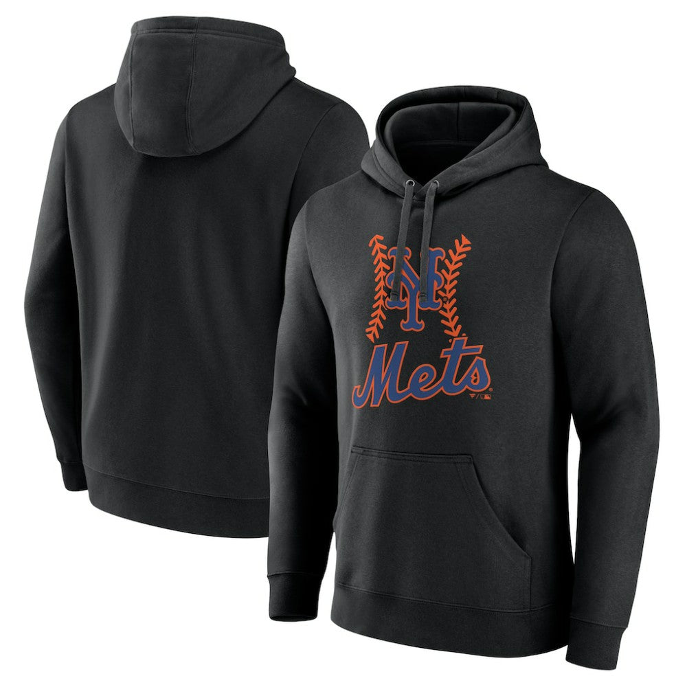 New York Mets Fastball Pullover Hoodie Black
