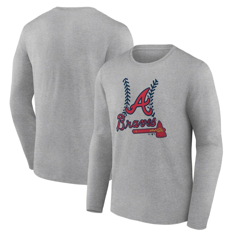Atlanta Braves Fastball Long Sleeve T-Shirt Gray