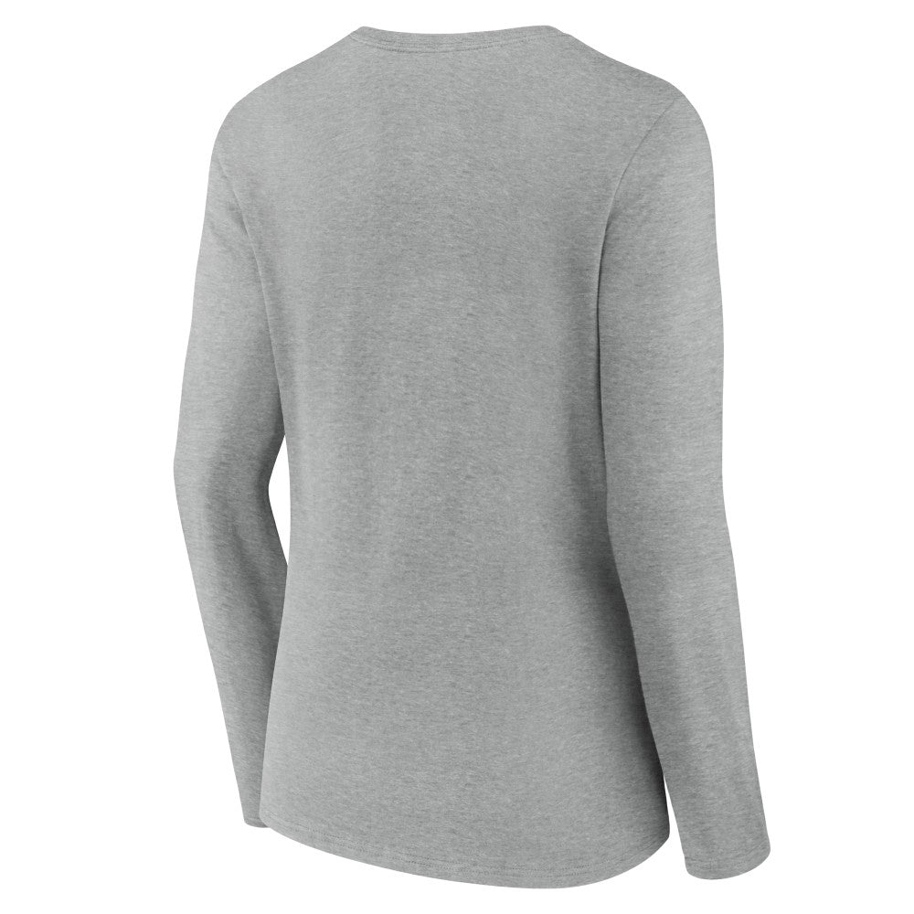 Cincinnati Reds Women's Fastball Long Sleeve V-Neck T-Shirt Gray