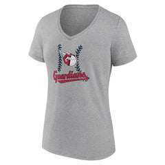 Cleveland Guardians Women's Fastball V-Neck T-Shirt Gray